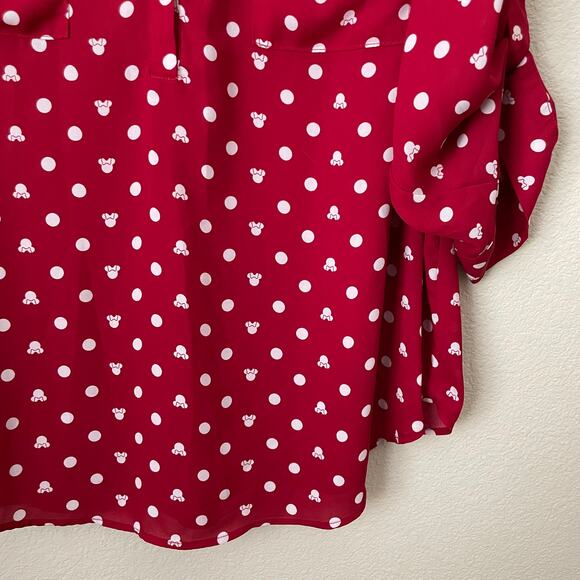 Torrid Disney Top Womens 3X Red White Minnie Mouse Harper Georgette Dot Blouse - Picture 6 of 12